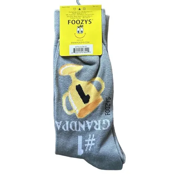 NWT Foozys Grey #1 Grandpa Trophy Graphic Novelty Socks Men's One Size - Picture 3 of 4